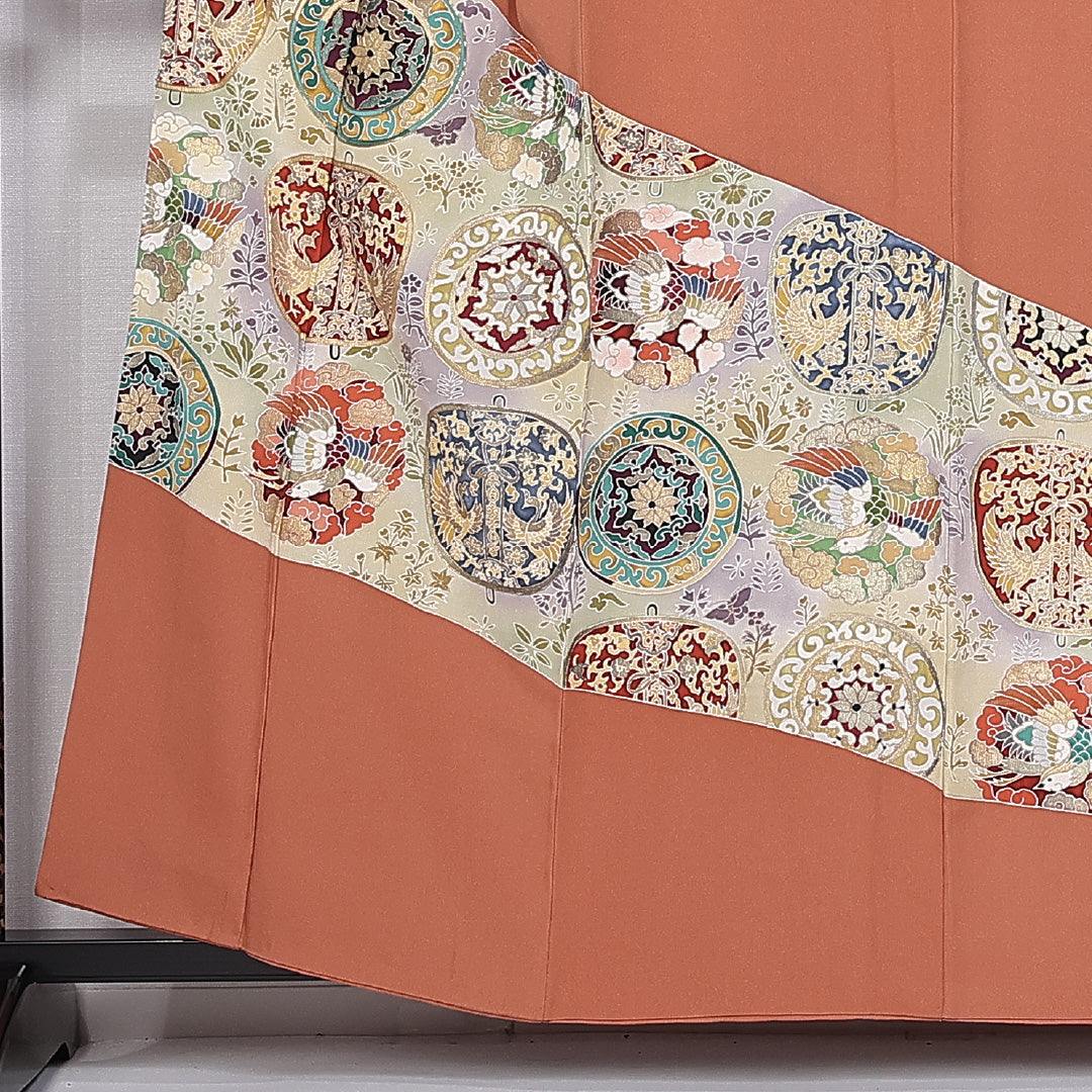 色留袖 身丈158cm 裄丈65cm 袷 三つ紋 剣片喰 正絹 Sランク 広衿 作家物 華文 落款 1211-F0379