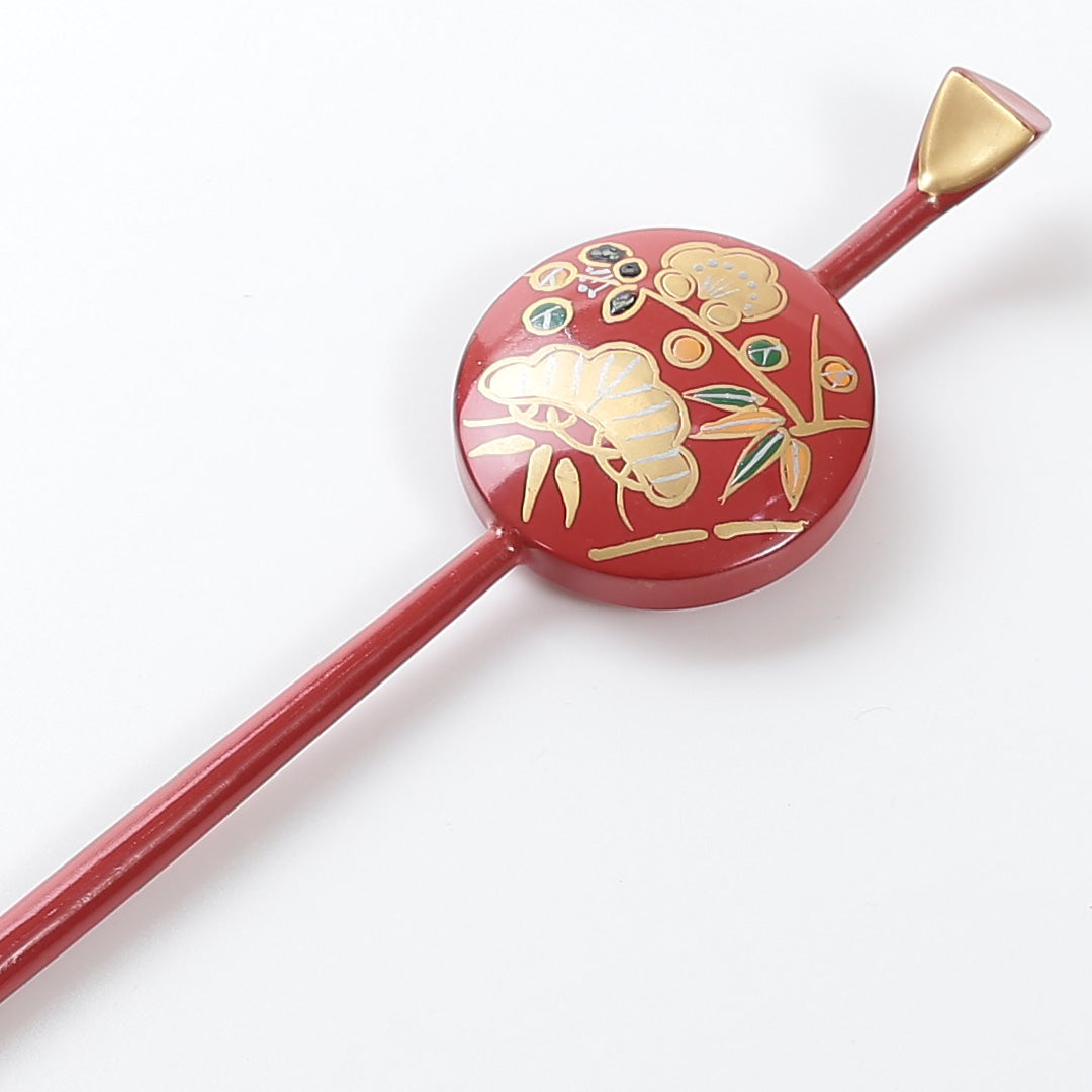 かんざし 和装小物 Sランク 木 木工 蒔絵 赤系 1221-00046