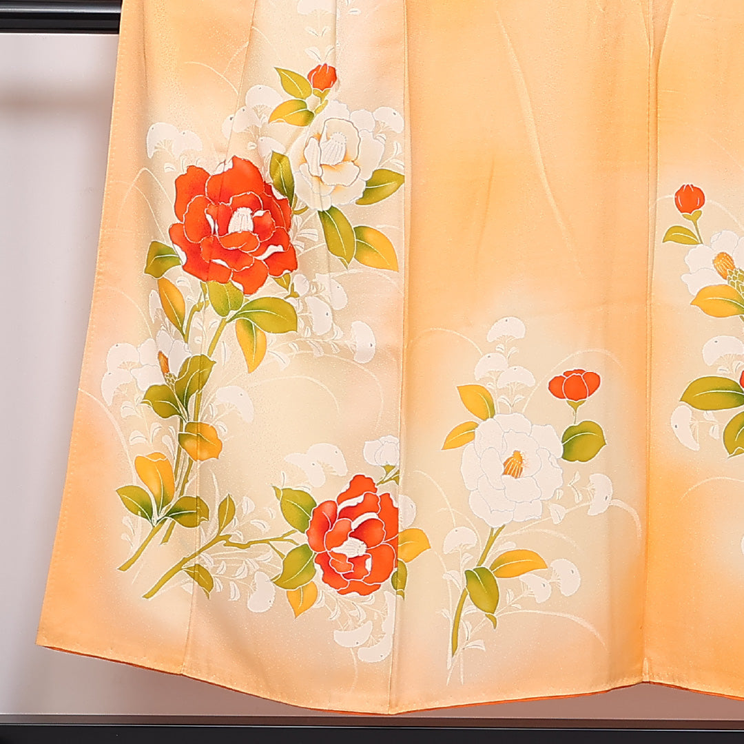金駒刺繍 付下げ 袷 身丈151cm 裄63.5cm 正絹 牡丹 ぼかし Bランク 1212-00704