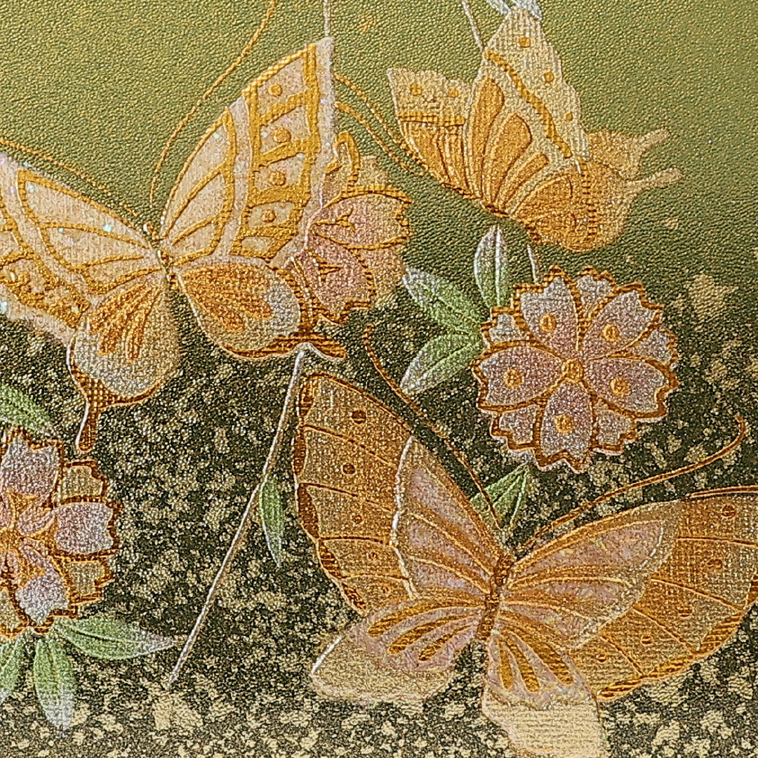 蒔絵 バッグ Sランク 正絹 螺鈿 緑系 1222-00148