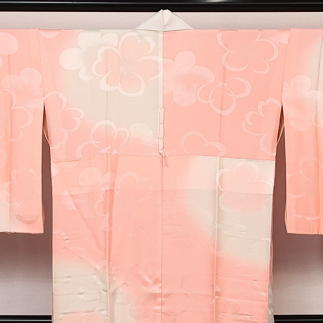 長襦袢 無双袖 身丈135cm 裄丈65cm 正絹 Sランク 紋意匠 (花柄) XLサイズ ピンク系 RP 1239-14046