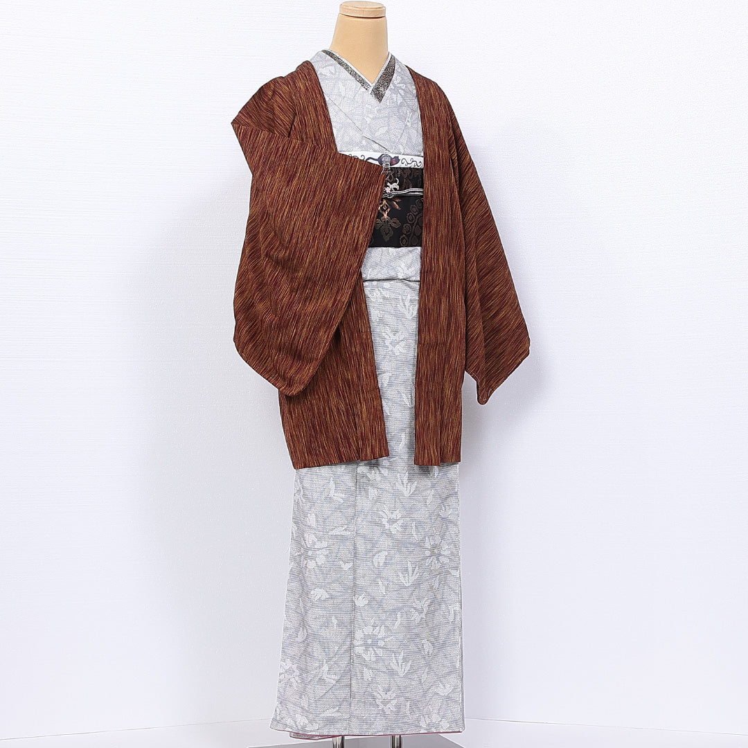 羽織 身丈82cm 裄丈67.5cm L 正絹 Sランク 袷 紬 創作 1217-11094
