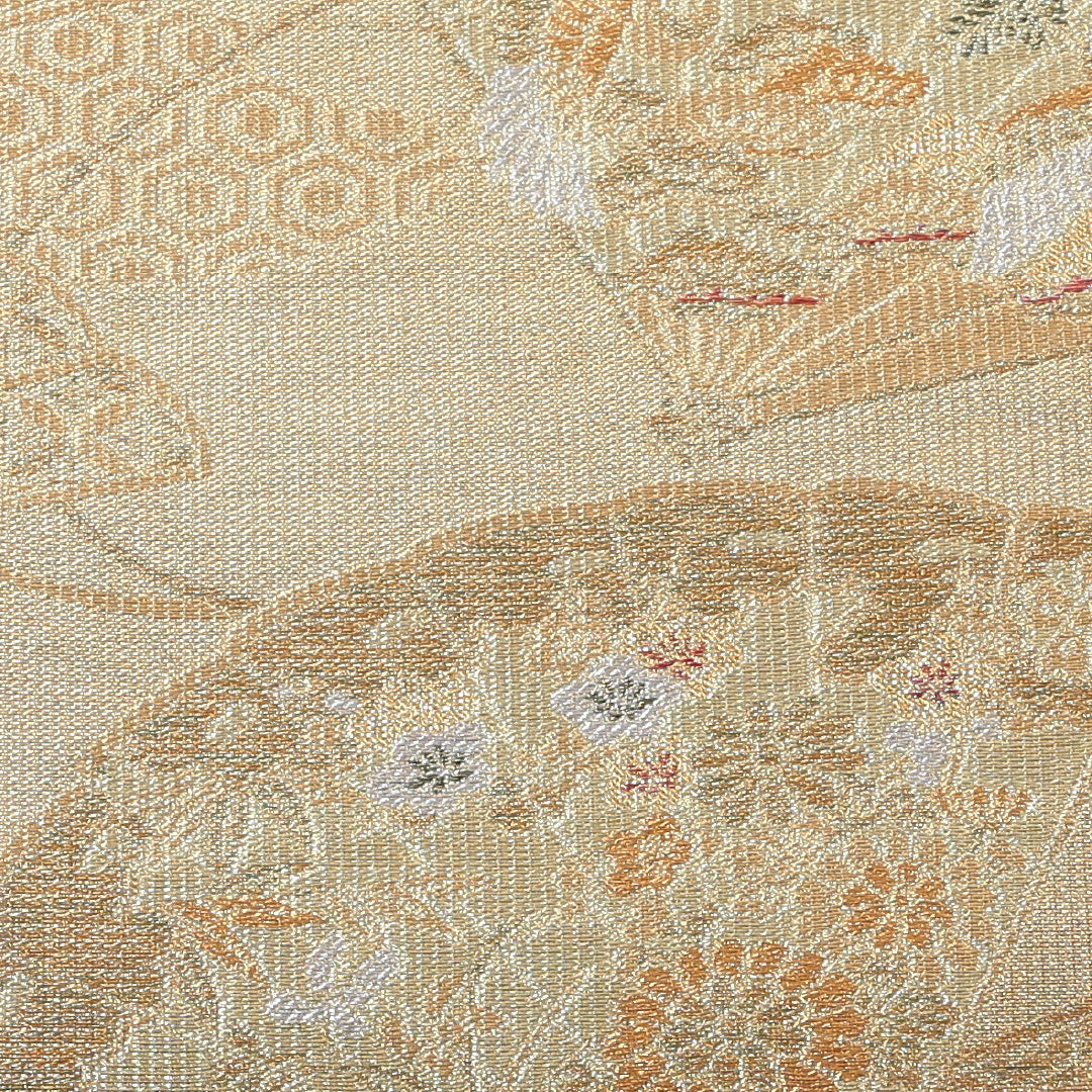 袋帯 帯丈428cm 六通 仕立て上がり フォーマル Sランク 扇子 吉祥文様 金系 1223-00769-221 1223-00769
