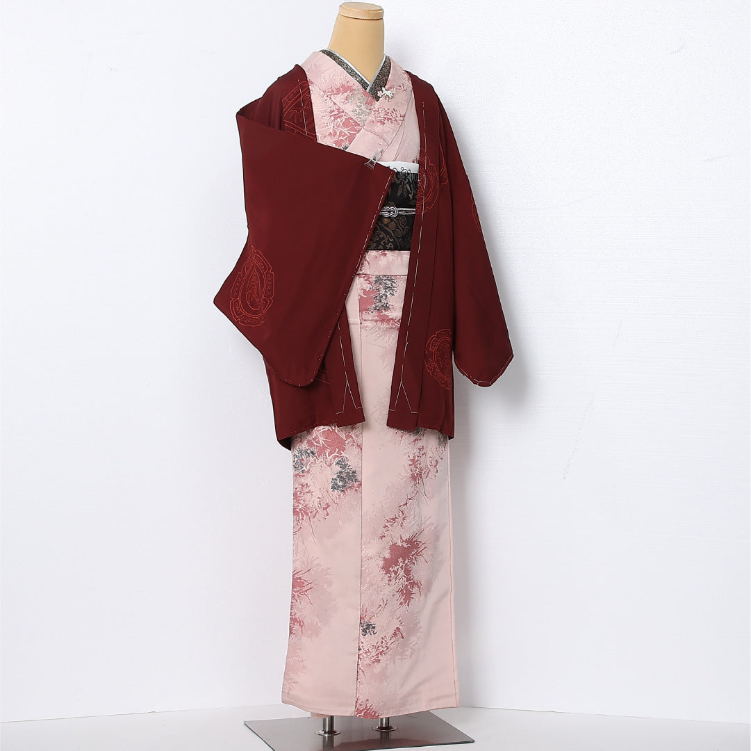 羽織 袷 身丈80cm 裄丈65cm 正絹 Sランク カジュアル Mサイズ 雪輪 茶系 RP 1232-12817