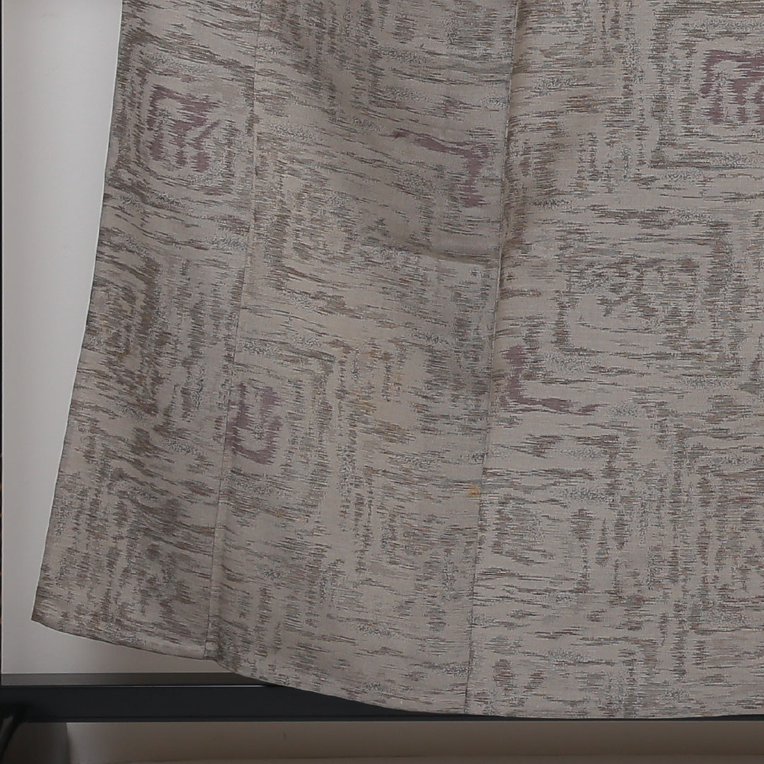 紬 単衣 身丈157cm 裄丈62cm 正絹 Cランク Mサイズ バチ衿 カジュアル 創作柄 グレー系 1216-02964