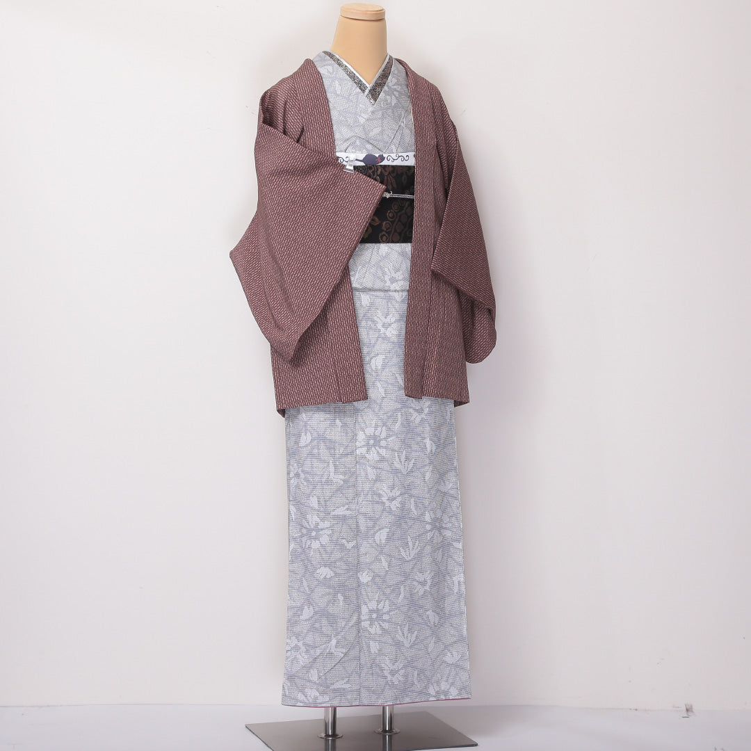 洗える着物 羽織 袷 身丈76cm 裄丈63cm ポリエステル Sランク カジュアル Sサイズ 竹 茶系 RP 1232-06110