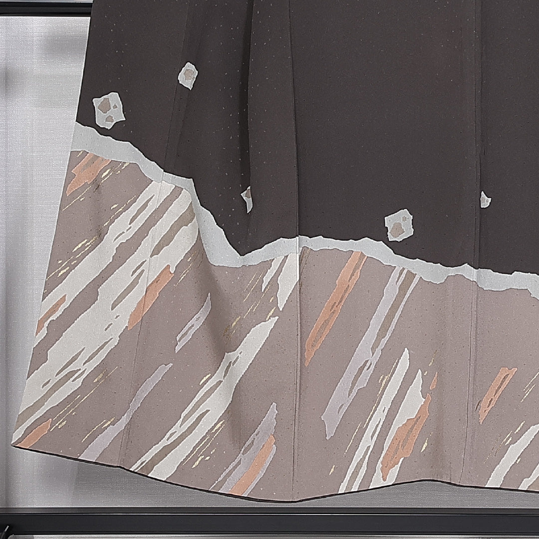 訪問着 身丈148cm 裄丈64cm 正絹 Sランク 袷 広衿 創作 金彩 1212-10367