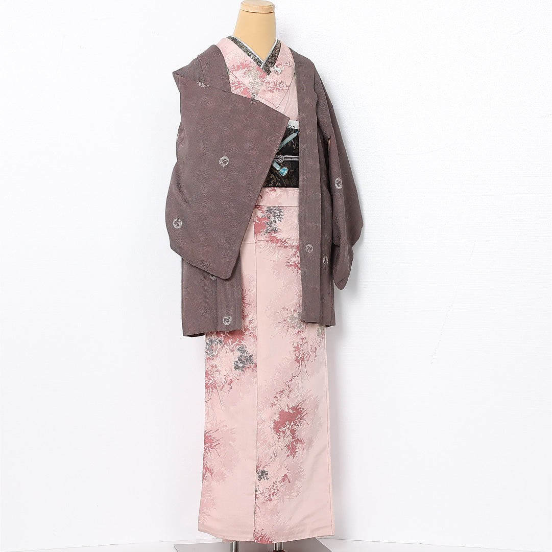 羽織 袷 身丈80cm 裄丈61cm 正絹 Cランク カジュアル Sサイズ 紐あり 龍 紫系 LP 1232-12791