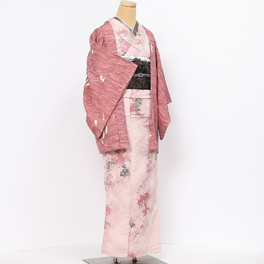羽織 袷 身丈78cm 裄丈62cm 正絹 Cランク カジュアル Sサイズ 創作柄 ピンク系 HP 1232-13408