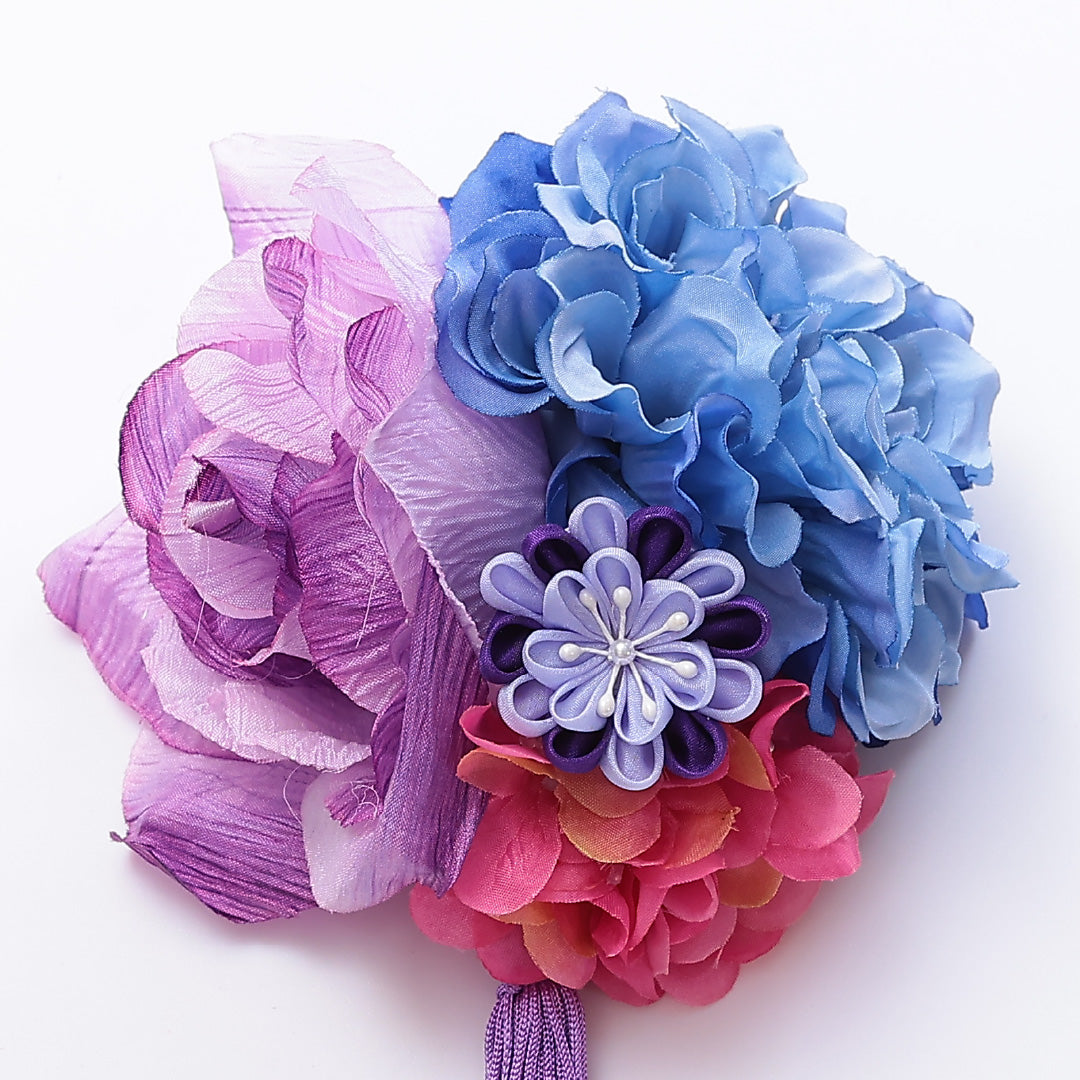 新古品 髪飾り Nランク 浴衣 成人式 卒業式 青系 1237-00103