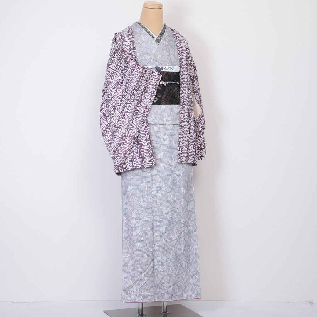 羽織 袷 身丈73cm 裄丈62cm 正絹 Aランク カジュアル Sサイズ ぼかし染 紫系 HP 1232-05953
