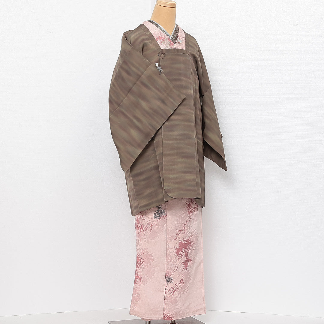 道行コート 袷 身丈87cm 裄丈64cm 正絹 Sランク XSサイズ 創作柄 緑系 RP 1237-13880