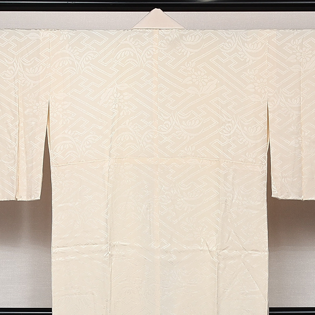長襦袢 袷 身丈153cm 裄丈60cm 正絹 Sランク 紋意匠 (吉祥文様) FREEサイズ クリーム系 RP 1239-14039