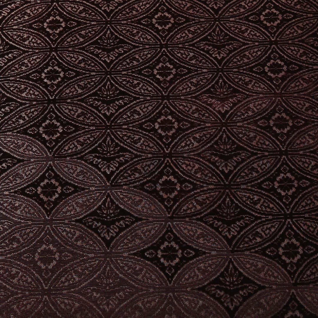 袋帯 帯丈452cm ポイント柄 セミフォーマル Sランク 正絹 七宝 ビロード 異国風 気品 茶系 1223-01700