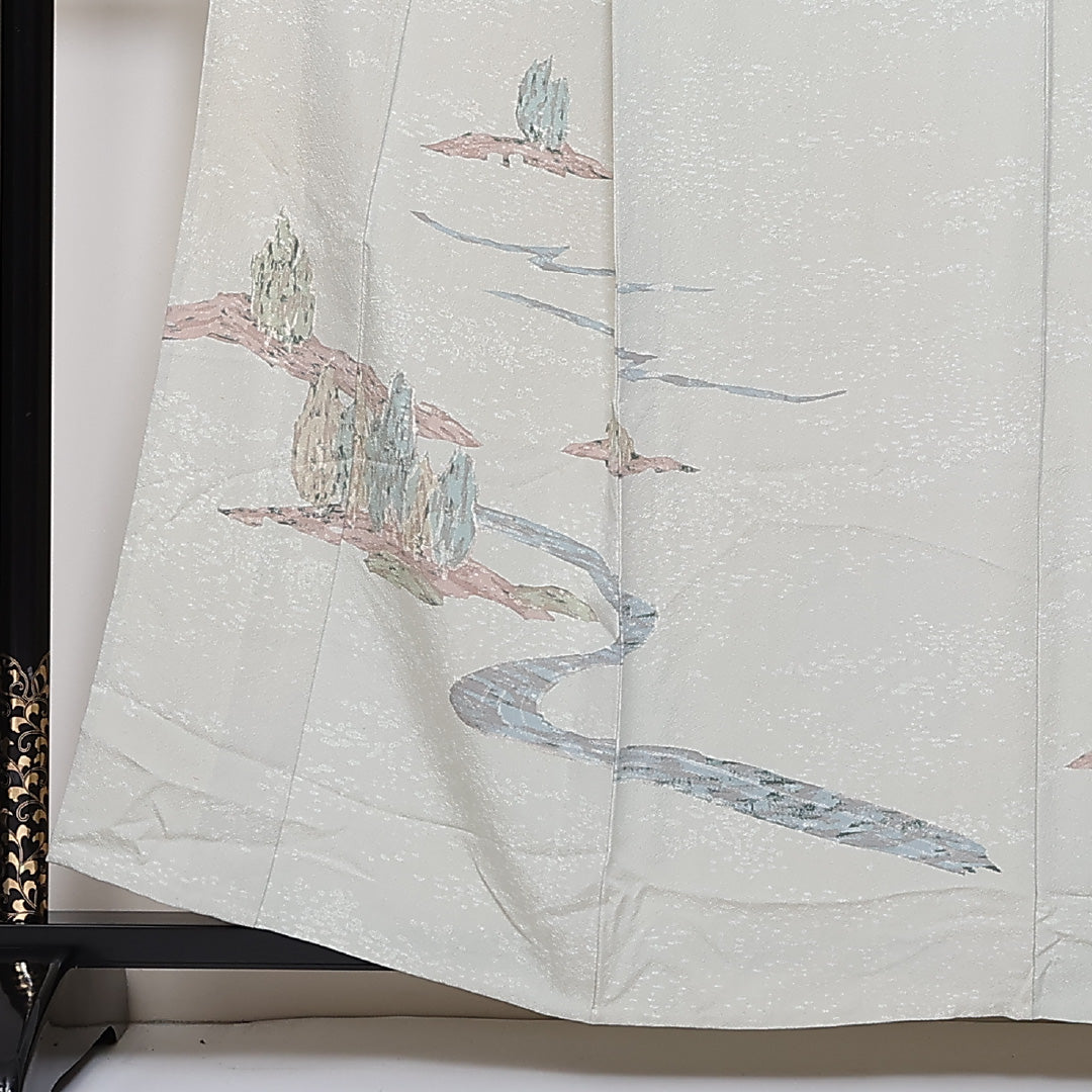 訪問着 単衣 身丈161cm 裄64.5cm 正絹 風景 Cランク 1212-00729