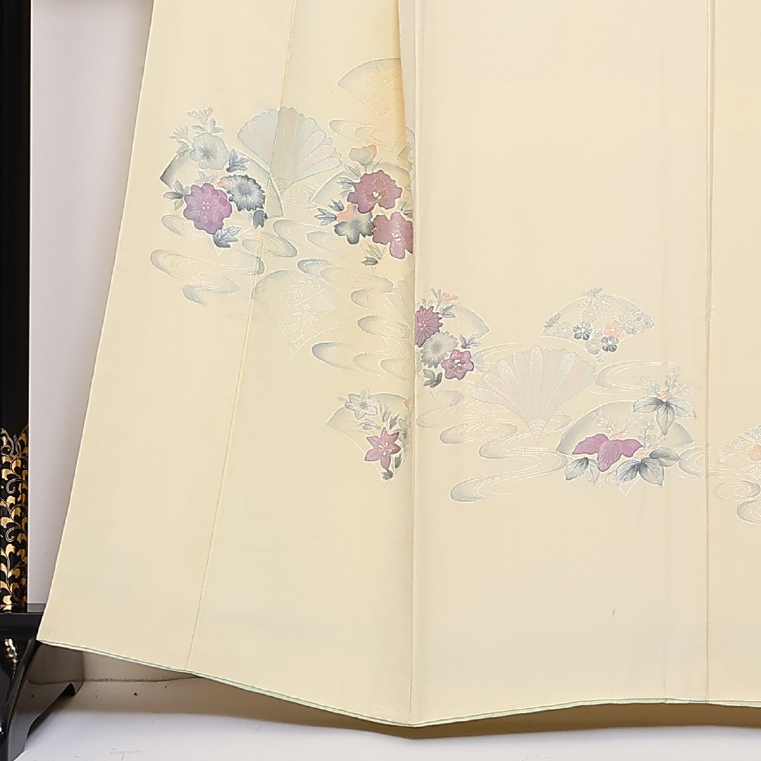 訪問着 袷 身丈162cm 裄67cm 正絹 梅 銀杏 流水 Cランク 1212-00702