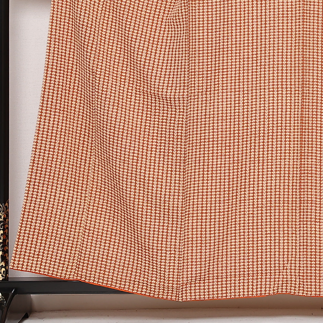 小紋 袷 身丈150cm 裄丈62cm 正絹 Aランク インフォーマル 広衿 Sサイズ 松 茶系 RP 1221-13572
