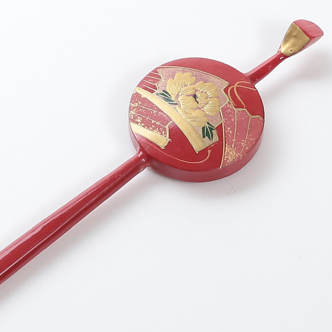 かんざし 和装小物 Sランク 木 木工 蒔絵 赤系 1221-00045