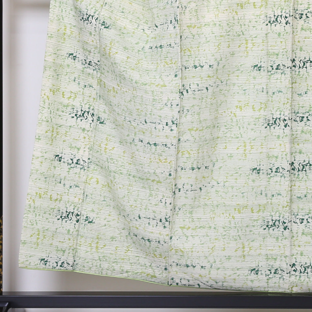紬 袷 身丈153cm 裄61.5cm 正絹 緑系 Bランク 後染め 1216-00855-4219