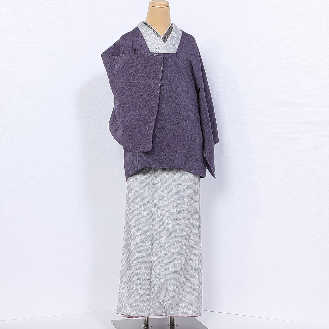 未使用品 道行コート 身丈73cm 裄丈53cm S 正絹 Sランク 袷 鮫 ポケット有 しつけ糸 1263-10233
