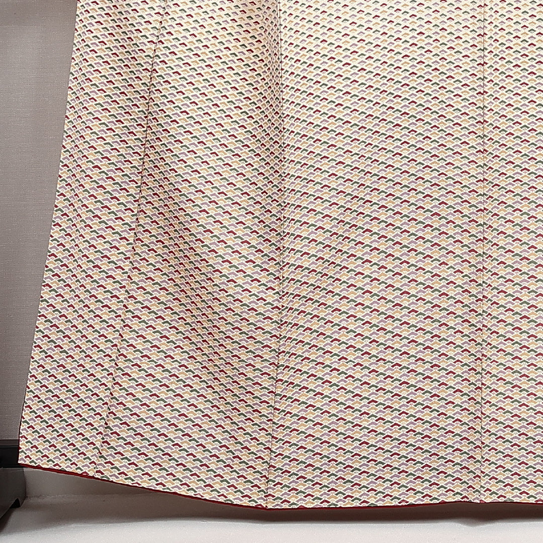 未使用品 付下げ 袷 身丈160cm 裄丈63cm 正絹 Sランク インフォーマル 広衿 Lサイズ しつけ糸 扇 クリーム系 RP 1218-14009
