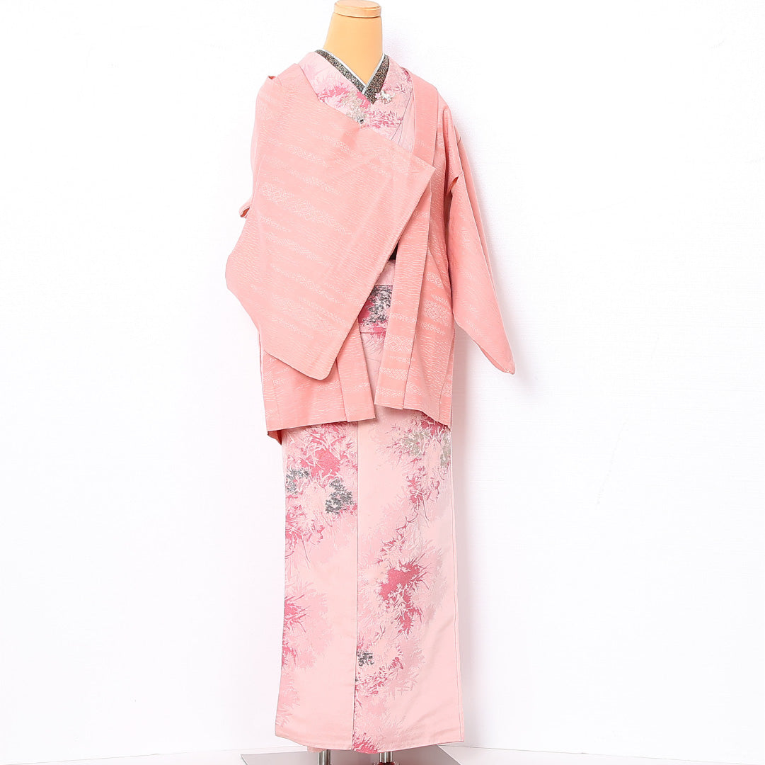 羽織 袷 身丈78cm 裄丈62cm 正絹 Cランク カジュアル Sサイズ 吉祥文様 ピンク系 HP 1232-12790