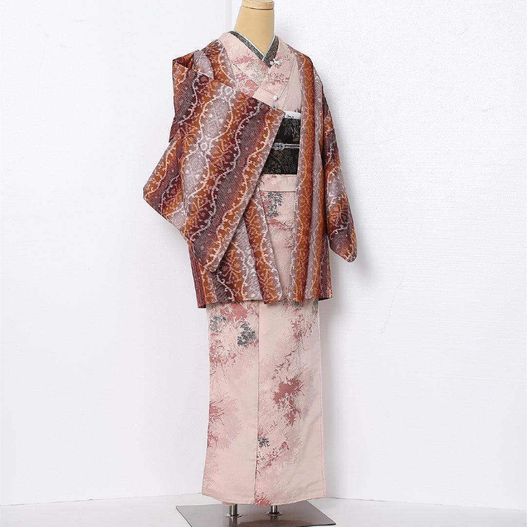 羽織 袷 身丈78cm 裄丈65cm 正絹 Sランク カジュアル Mサイズ アラベスク文様 多色系 RP 1232-12945