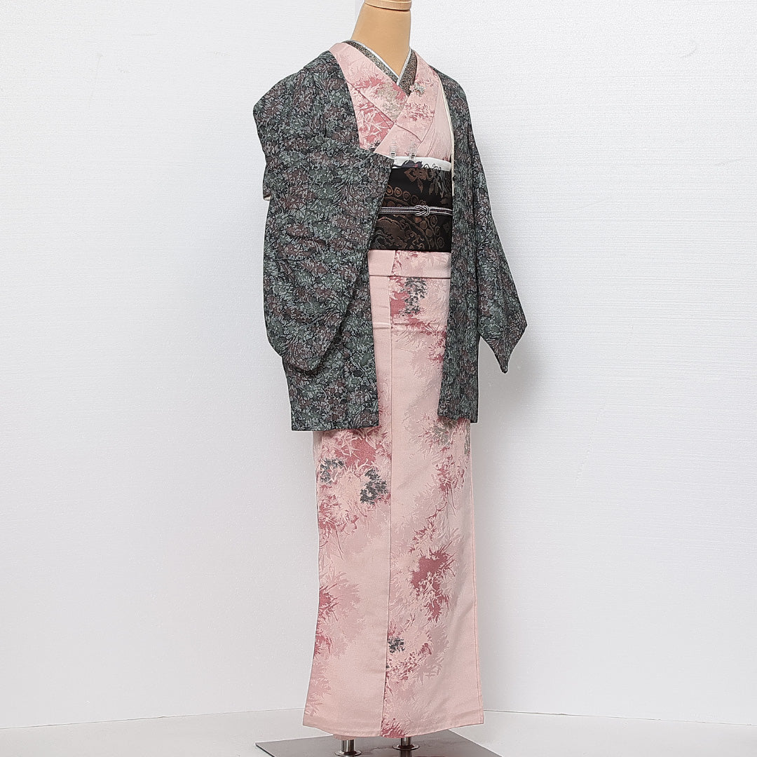 羽織 袷 身丈74cm 裄丈63cm 正絹 Aランク カジュアル Sサイズ 花柄 多色系 HP 1232-13858