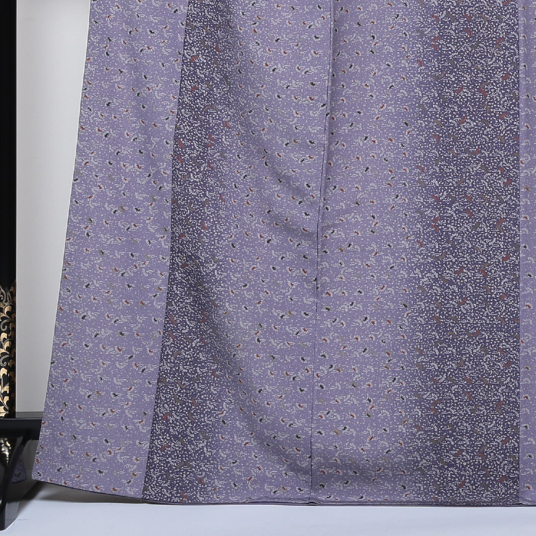 小紋 袷 身丈168cm 裄65.5cm 紫系 ぼかし 正絹 Sランク 1215-01483-2520