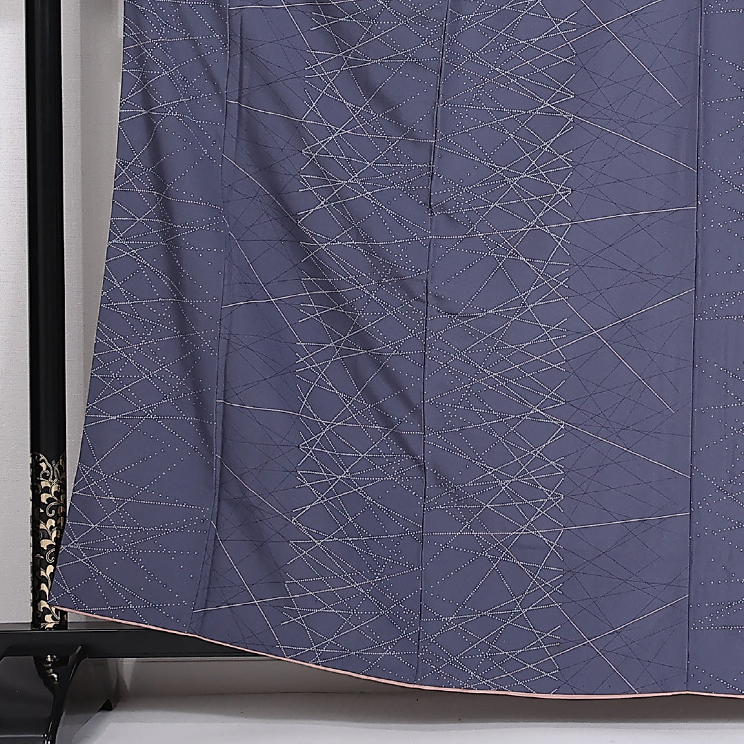 小紋 袷 身丈160cm 裄63.5cm 正絹 創作 青系 ちりめん Aランク 1215-02477