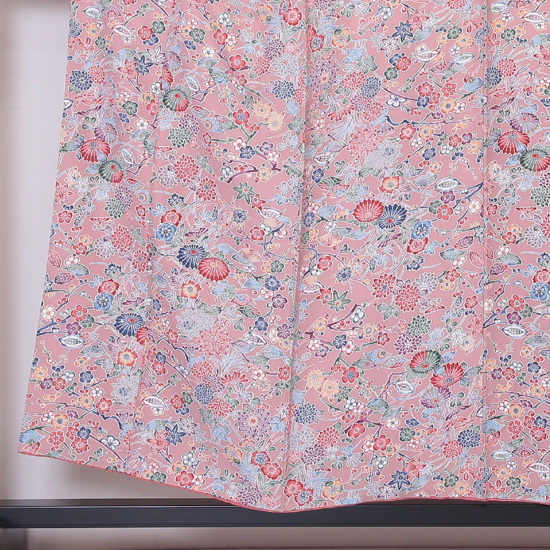 小紋 袷 身丈154cm 裄丈63cm 正絹 Aランク インフォーマル 広衿 Sサイズ 吉祥文様 ピンク系 RP 1221-02136