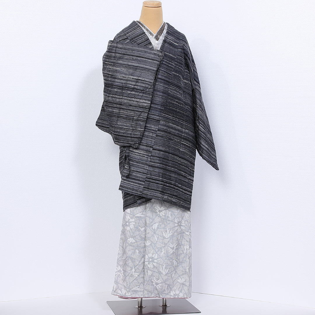 道中着 身丈94cm 裄丈63cm S 正絹 Sランク 袷 紬 真綿紬 1264-10253