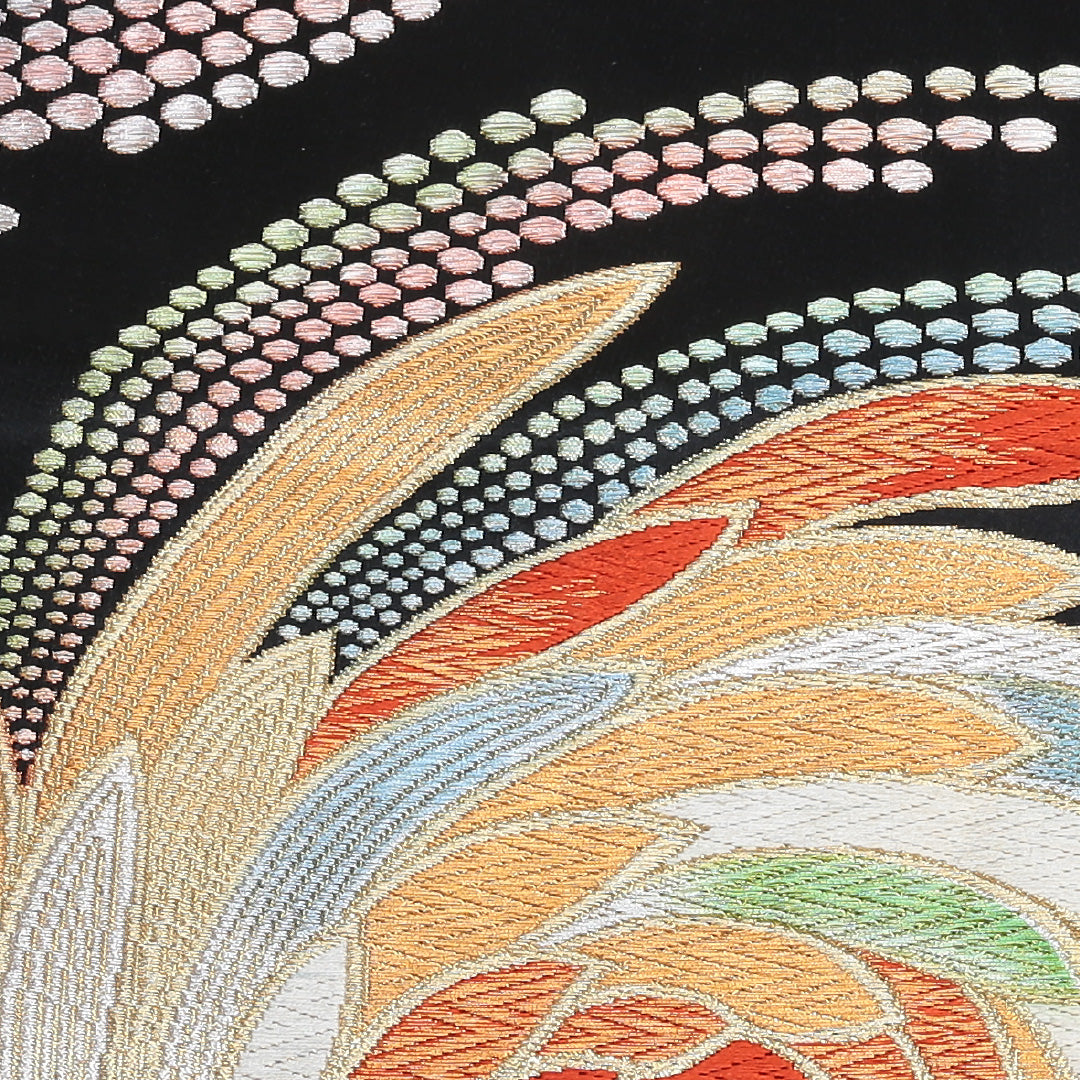 袋帯 帯丈416cm 六通 仕立て上がり フォーマル Sランク レトロ 吉祥文様 金糸 銀糸 黒系 122300510210