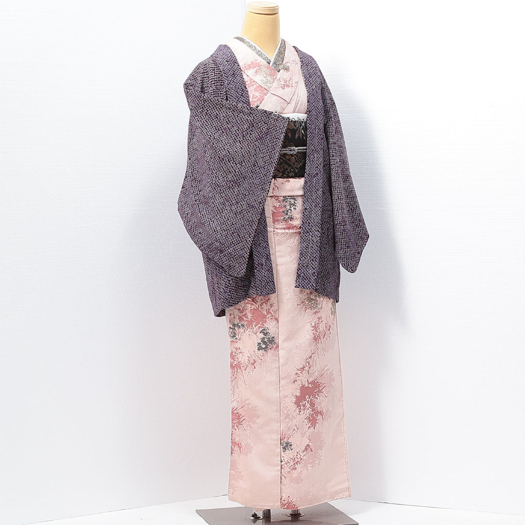 アンティーク 羽織 袷 身丈78cm 裄丈62cm 正絹 Aランク Sサイズ 鹿の子柄 紫系 RP 1232-14647