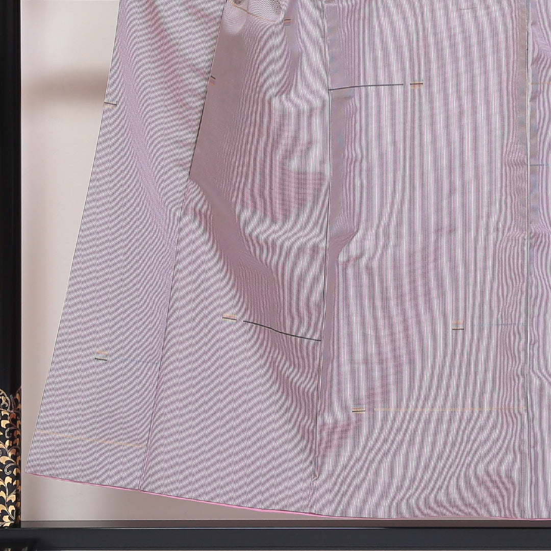 紬 袷 身丈152cm 裄丈65cm 正絹 Bランク Sサイズ 広衿 カジュアル 創作柄 紫系 1216-03176