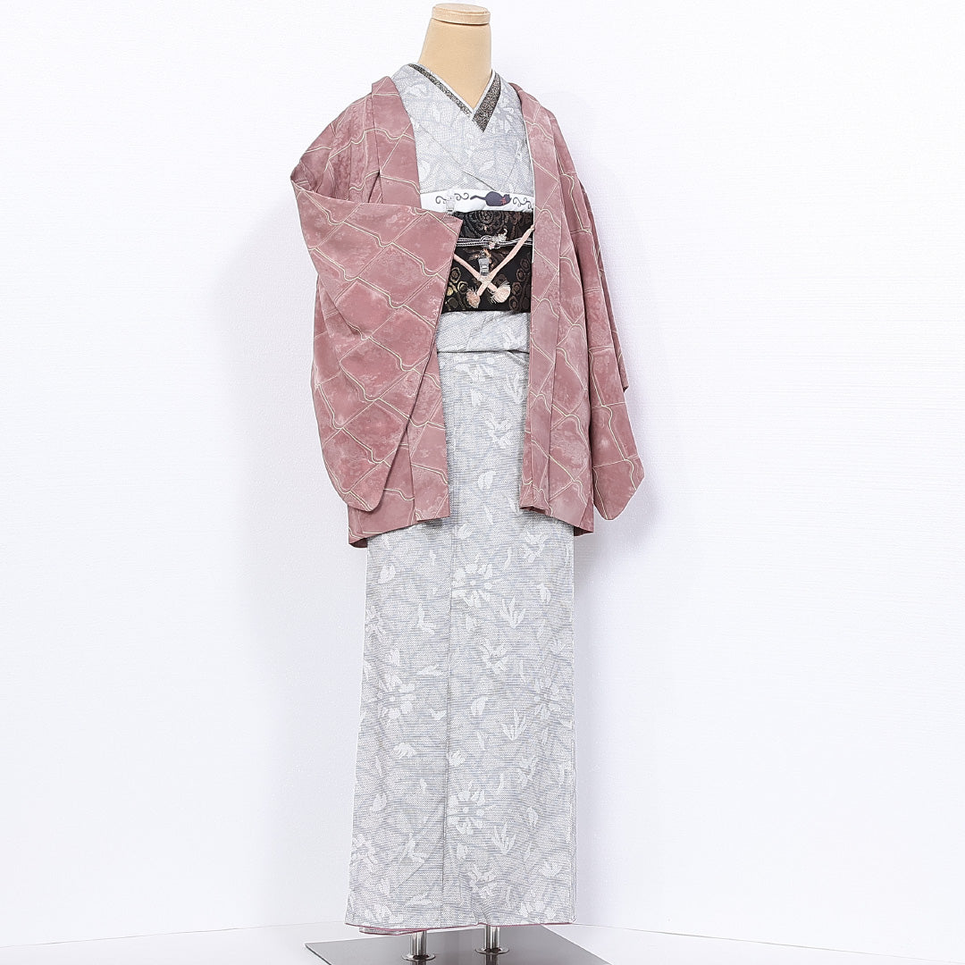 羽織 袷 身丈76cm 裄丈62cm 正絹 Aランク カジュアル Sサイズ ぼかし染 創作柄 ピンク系 HP 1232-10285
