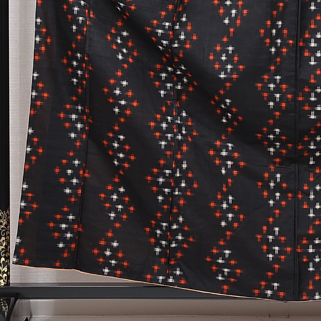 アンティーク 紬(銘仙) 袷 身丈161cm 裄丈62cm 正絹 Bランク Lサイズ バチ衿 十字絣 黒系 1216-15610