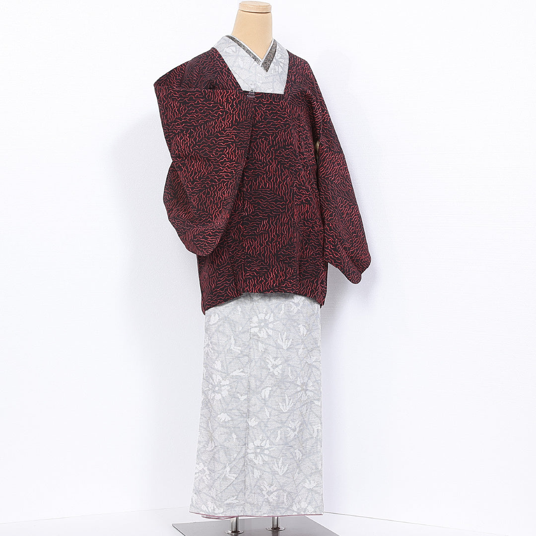 道行コート 袷 身丈79cm 裄丈63cm 正絹 Aランク カジュアル Sサイズ 創作柄 紫系 RP 1237-10631