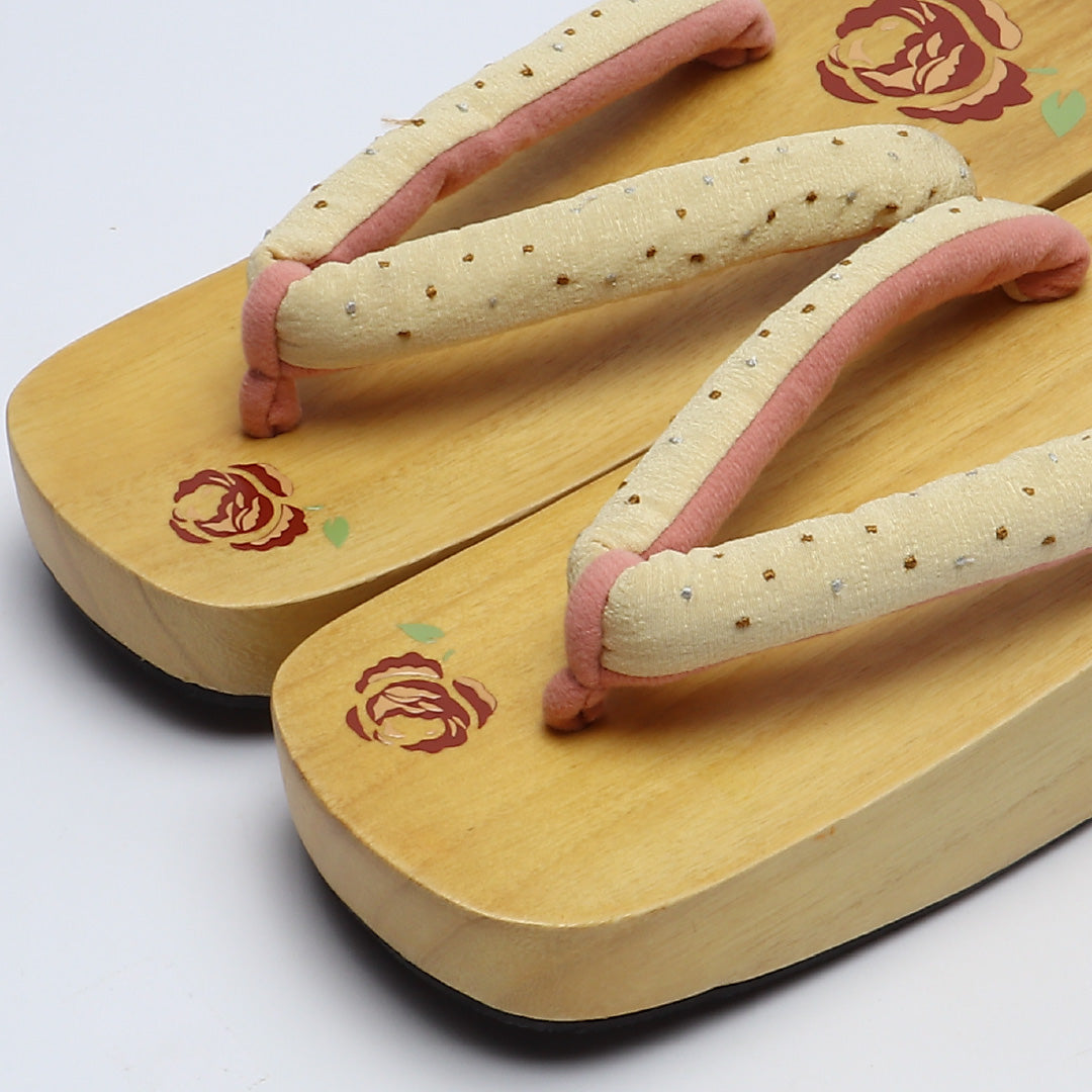 未使用品 夏物 下駄 カジュアル 木製 Sランク 和装小物 茶系 1244-00695