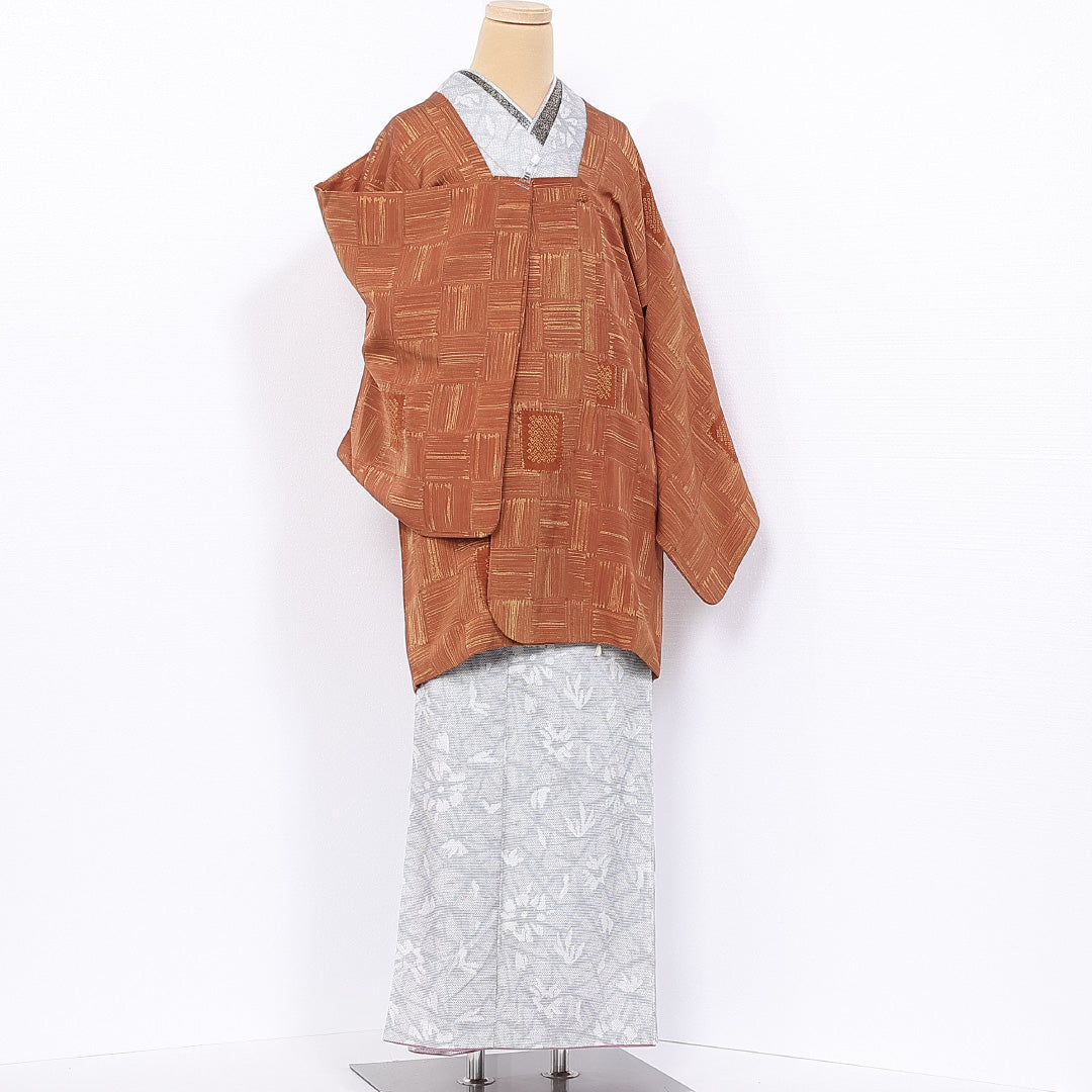 道行コート 袷 身丈86cm 裄丈63cm 正絹 Sランク セミフォーマル Sサイズ 創作柄 朱系 RP 1237-10620