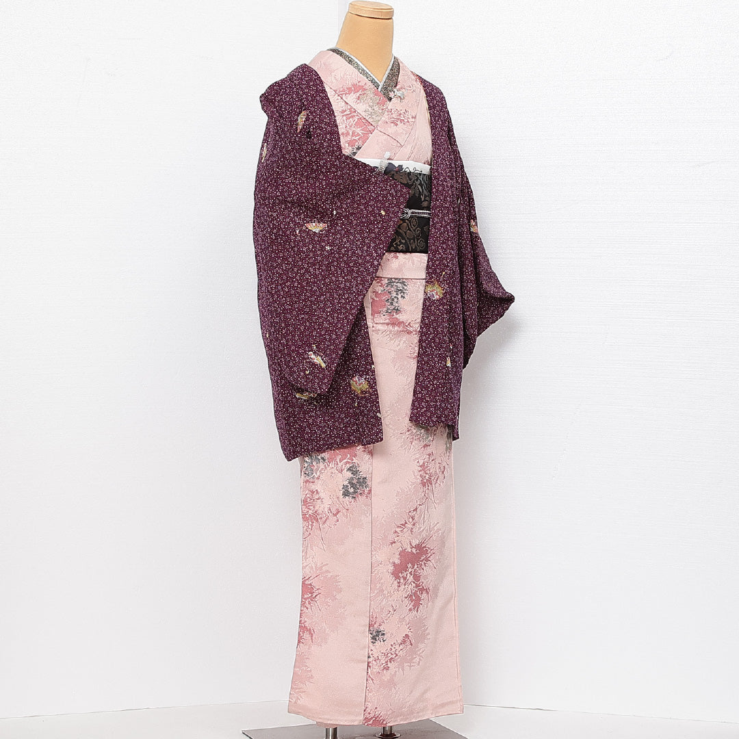 アンティーク 羽織 袷 身丈76cm 裄丈64cm 正絹 Bランク Mサイズ 紫系 RP 1232-13912
