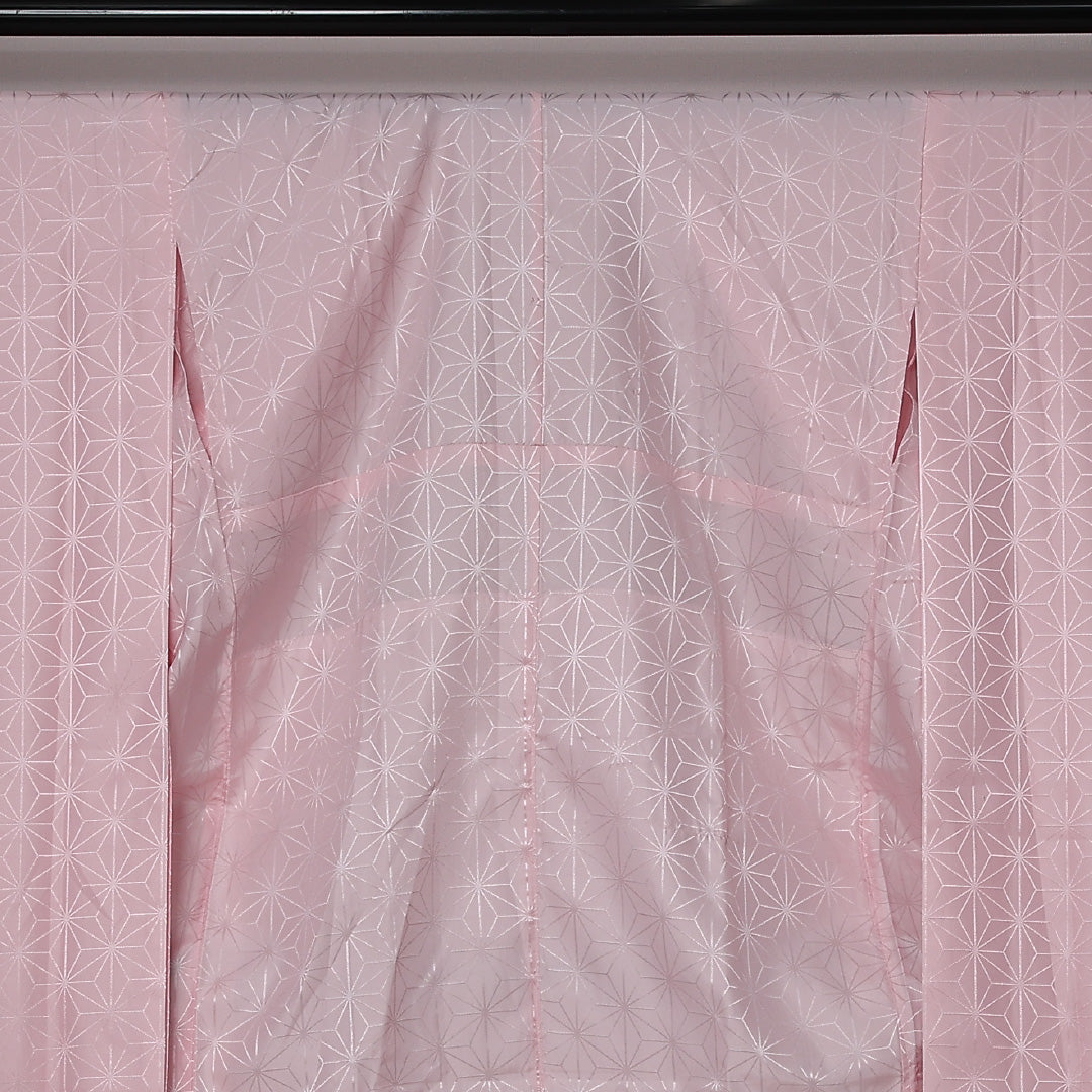 洗える着物 振袖用 長襦袢 無双袖 身丈125cm 裄丈68cm ポリエステル Cランク Mサイズ 居敷当て 麻の葉 ピンク系 LP 1240-12640