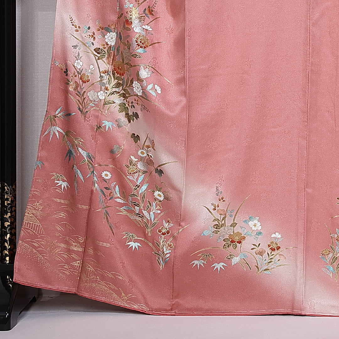 訪問着 身丈164cm 裄丈62.5cm 正絹 Sランク 袷 広衿 蝶 橘 菊 紋意匠 金彩 1212-10364
