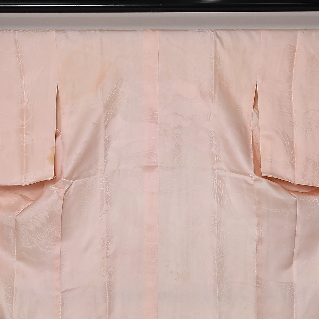 長襦袢 袷 身丈119cm 裄丈63cm 正絹 Cランク XSサイズ 鶴 松 ピンク系 LP 1239-12700