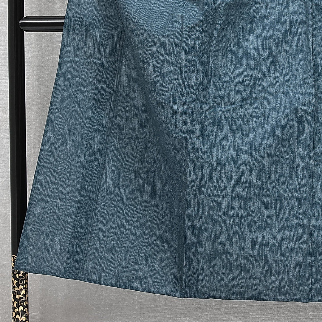 小紋 単衣 身丈150cm 裄丈62cm 正絹 Bランク インフォーマル バチ衿 Sサイズ 無地 青系 HP 1221-14796
