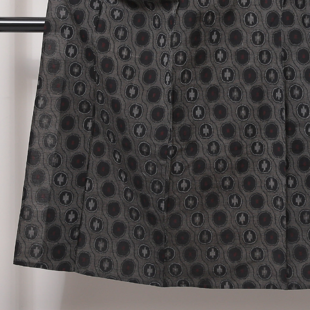 ウールの紬 洗える着物 単衣 身丈148cm 裄丈62cm ウール Bランク XSサイズ バチ衿 カジュアル 丸紋 グレー系 1216-03494