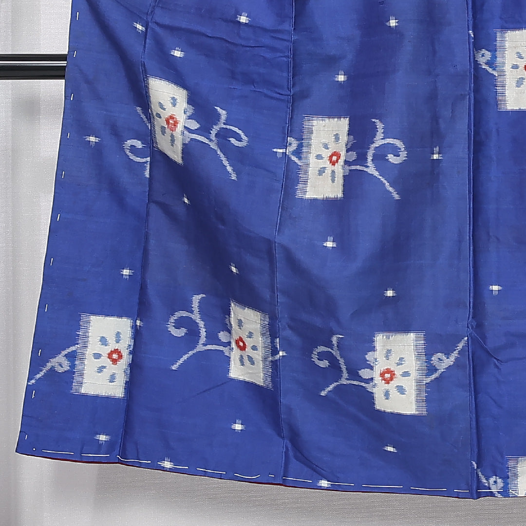 アンティーク 銘仙の着物 袷 身丈145cm 裄丈61cm 正絹 Cランク バチ衿 XSサイズ 花柄 植物柄 青系 M4 1223-11989