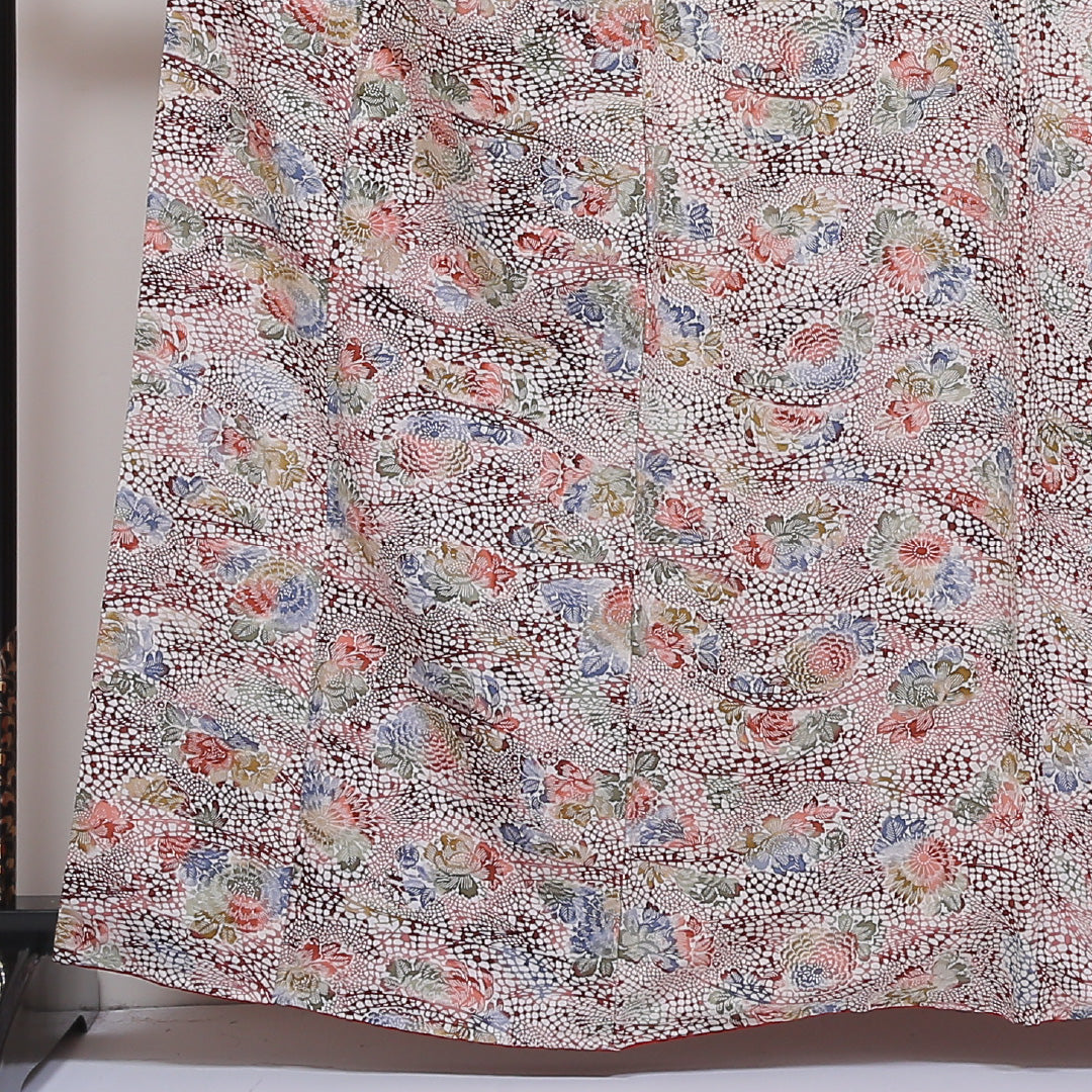 小紋 袷 身丈162cm 裄65.5cm グラデーション系 型染め 牡丹 正絹 Sランク 1215-01797-2499