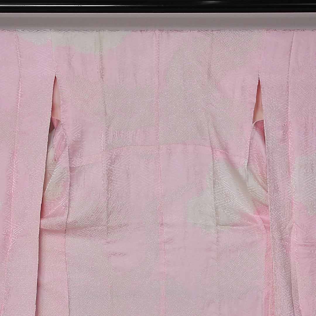振袖用 長襦袢 袷 身丈128cm 裄丈63cm 正絹 Aランク Lサイズ 紗綾型 ピンク系 RP 1240-12655