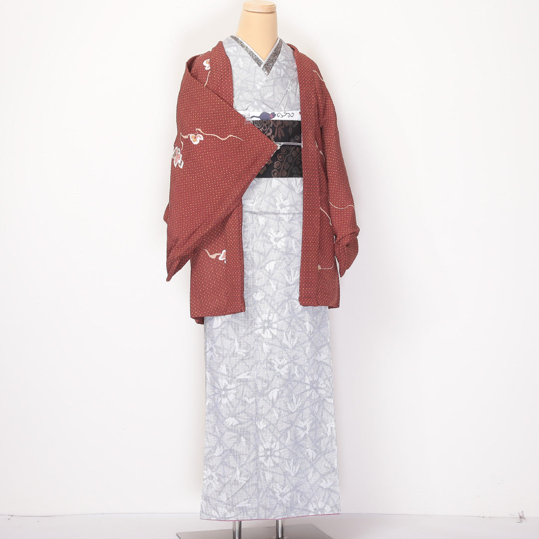 アンティーク 羽織 袷 身丈80cm 裄丈62cm 正絹 Aランク Sサイズ 金彩 創作柄 赤系 RP 1232-06113
